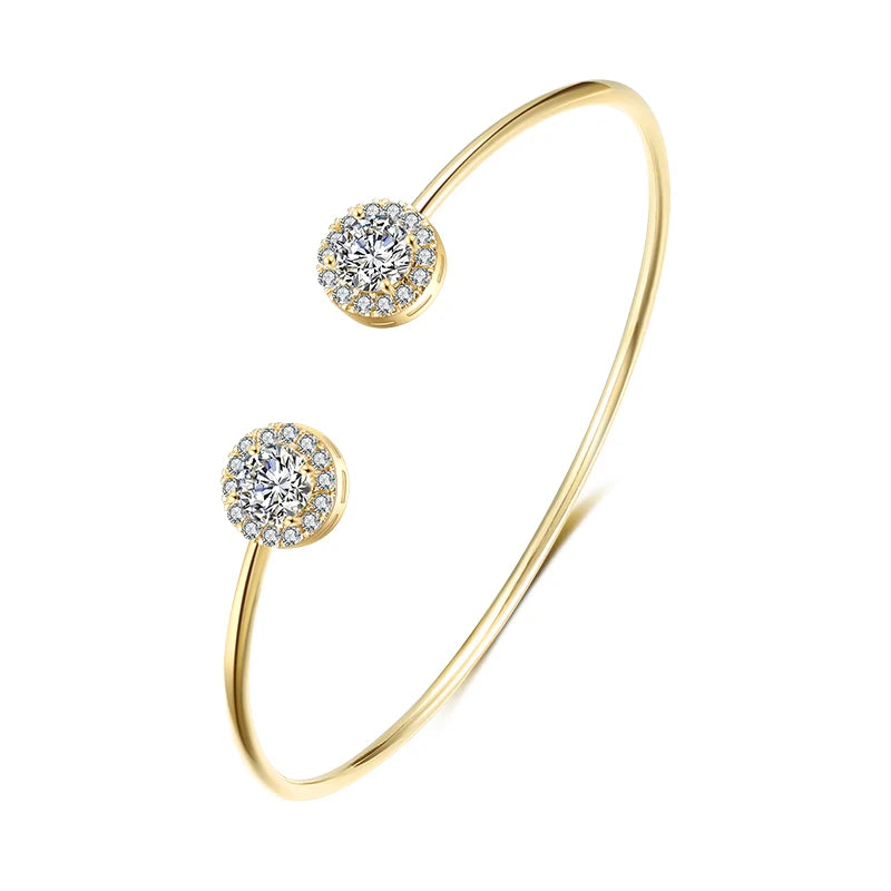 Luxury Gold Color Cuff Fashion Bangles - Cubic Zirconia
