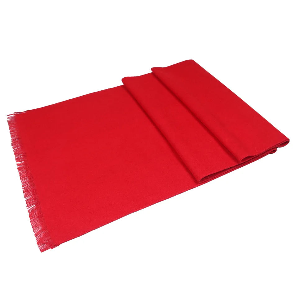 Solid Color Red Luxury Brand Cashmere Winter Scarf for Men