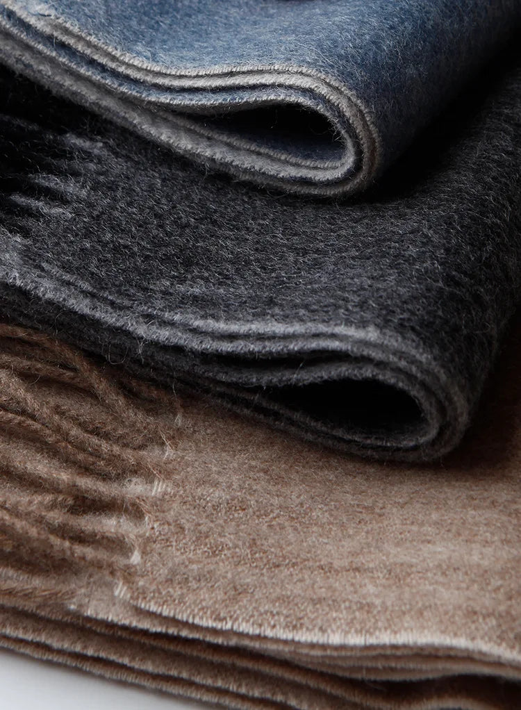 Men's Double-Sided Solid Wool Business Scarf