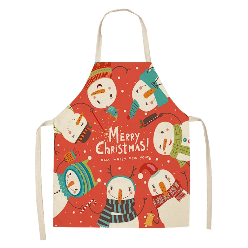 Linen Merry Christmas Apron for Home Kitchen