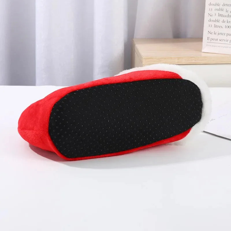 Red Plush Cotton Santa Claus Elf Christmas Slippers