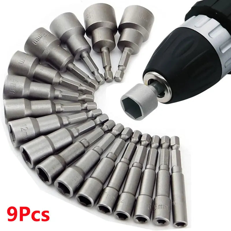 9pcs 5mm-13mm Hex Sockets Sleeve Nozzles Nut Driver Set Screwdriver Set