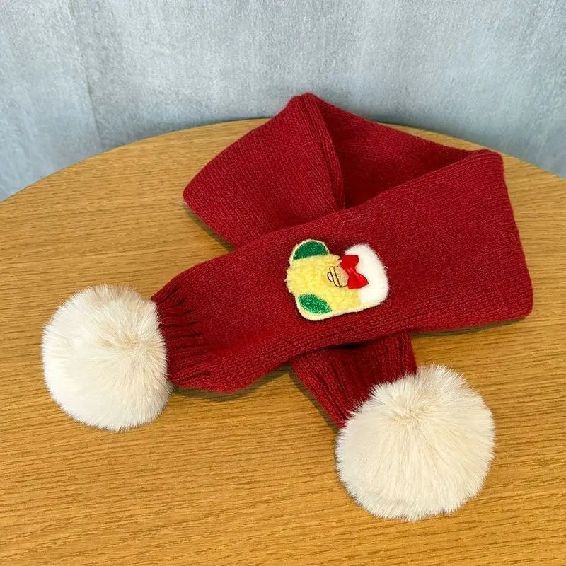 Knitted Cotton Cross Neck Christmas Scarf for Kids