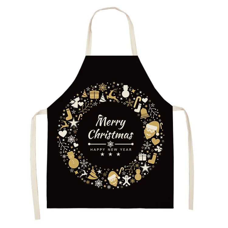 Black Gold  Elk Snowman Christmas Tree Apron