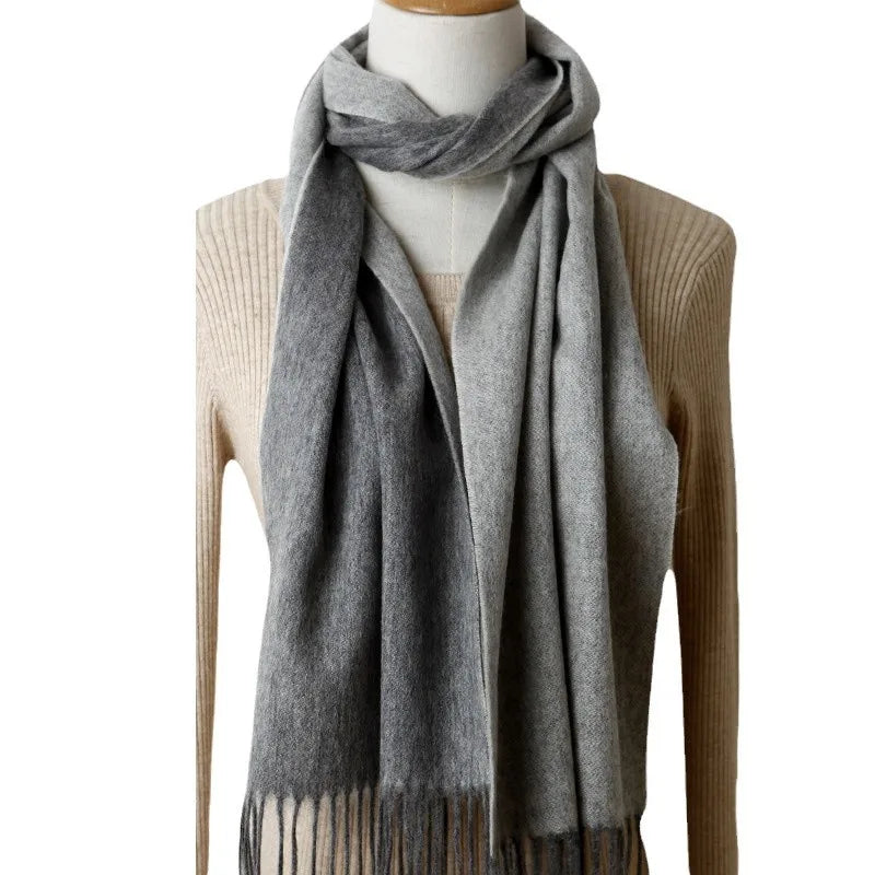 Men's Double-Sided Solid Wool Business Scarf