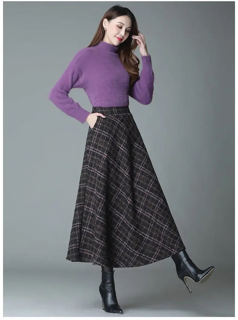 Long Wool A-line Skirt