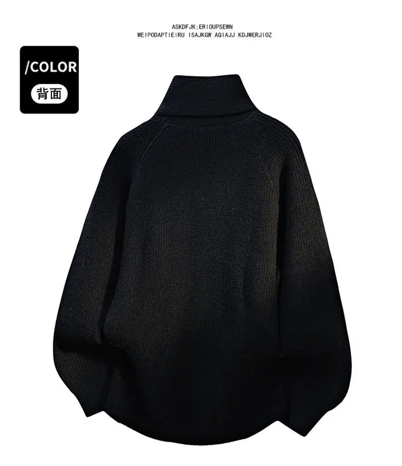 Men's Fashion Casual Scarf Design Pullover Sweater Casual with Loose Button Decor