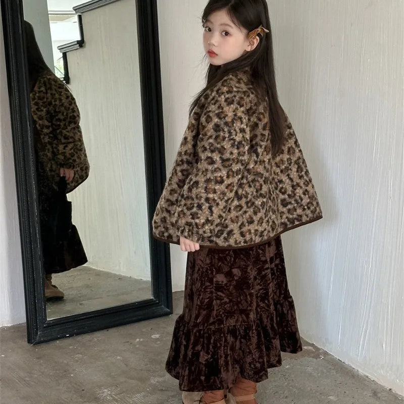 Girl's Vintage Velvet Ruffled Velvet Skirt