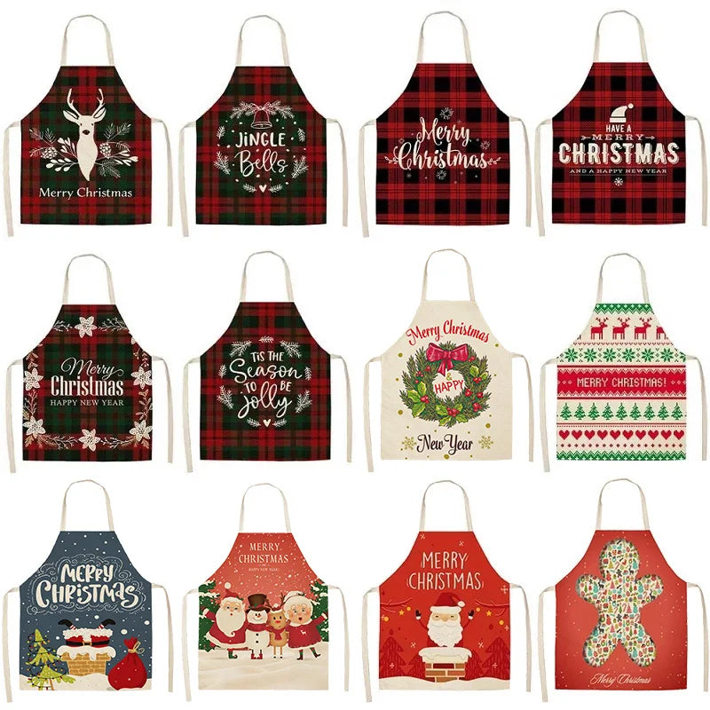 Linen Merry Christmas Apron for Home Kitchen