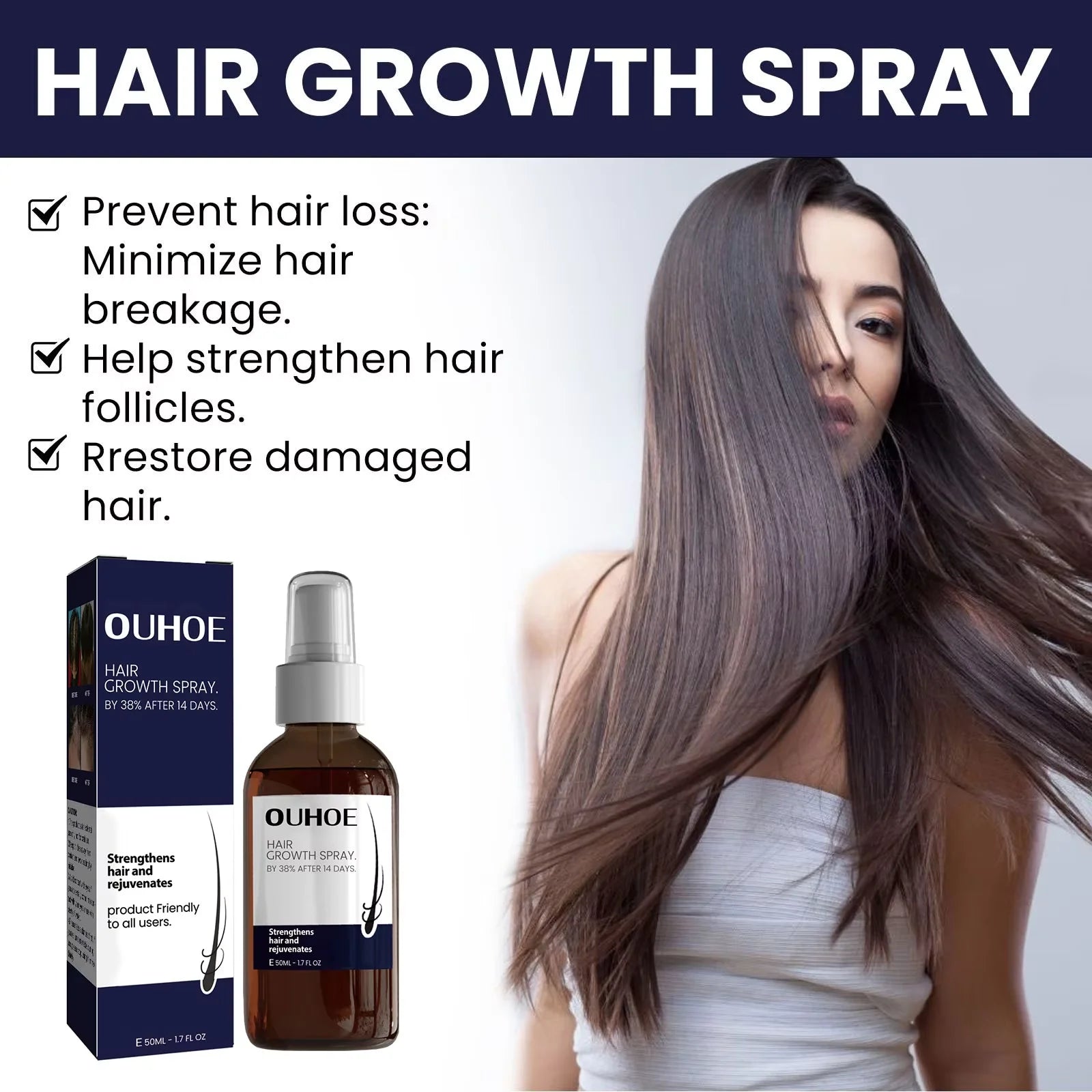 OUHOE Hair Repair Growth Spray - Made with Natural Plants