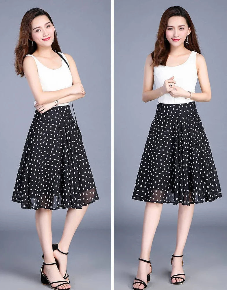Chiffon Floral Midi Summer Luxury Elegant Casual Skirt