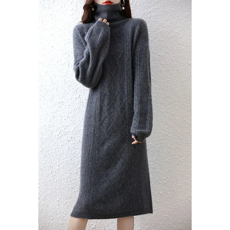 Knit Cashmere Casual Turtleneck Sweater Dress