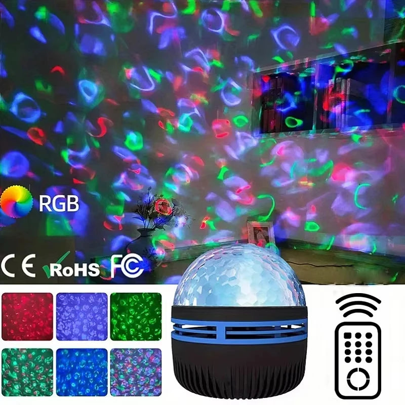 1pc Galaxy Star Projector - Water Ocean Wave For Bedroom Night Light  (7-Colors Patterns)