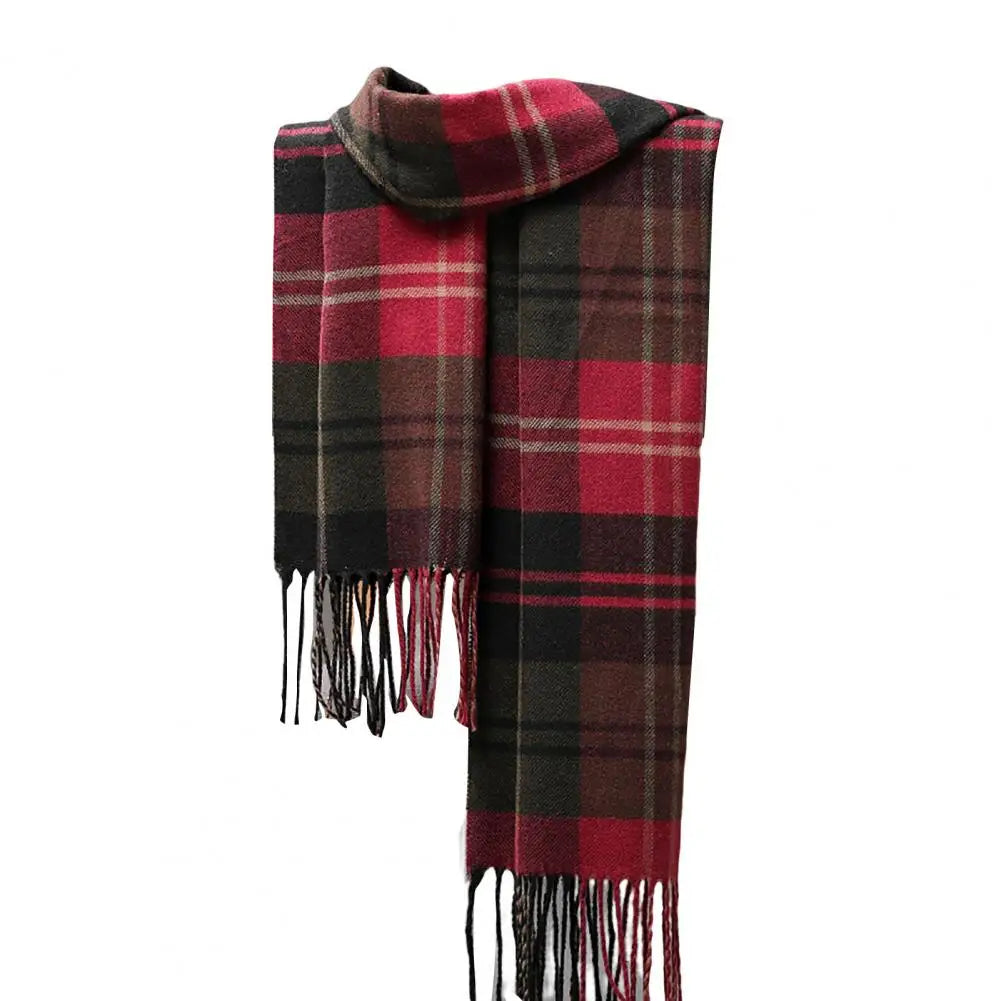 Men's Thick Warm Plaid Fringed Cashmere Winter Scarf