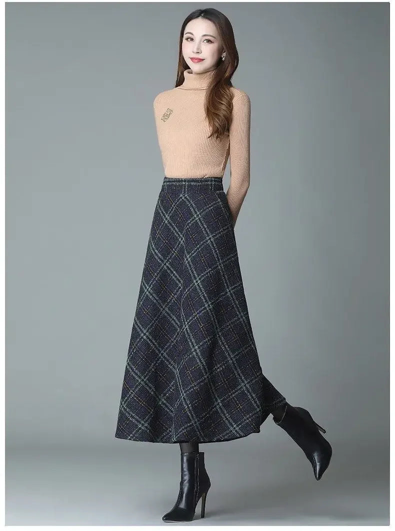 Long Wool A-line Skirt