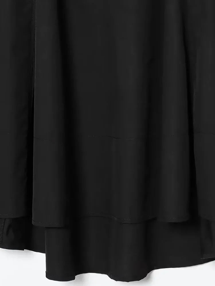 New Winter Casual Fashion Black Zipper Midi Skirts