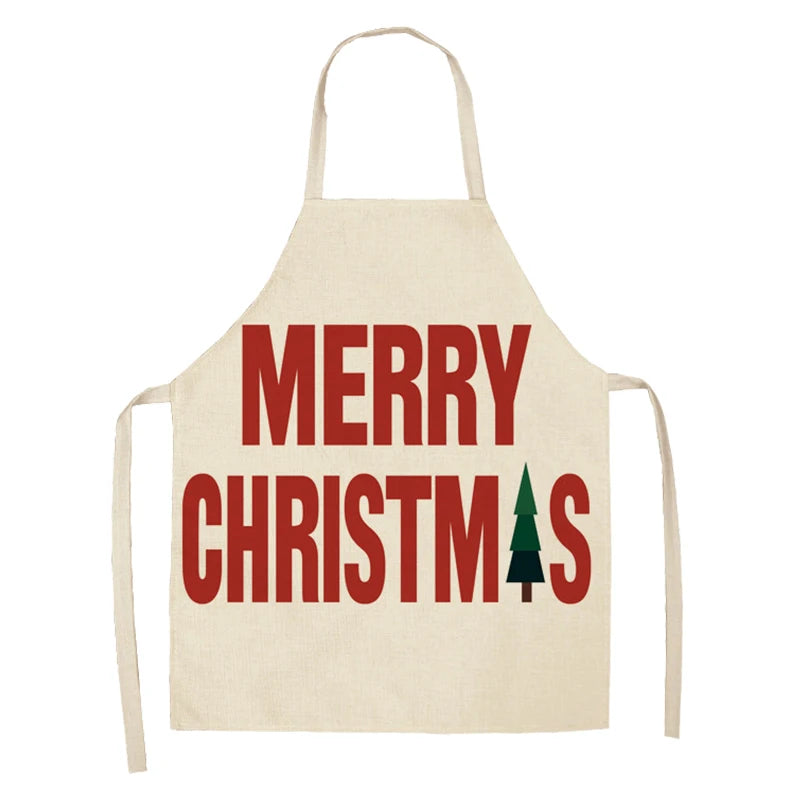 Linen Merry Christmas Apron for Home Kitchen