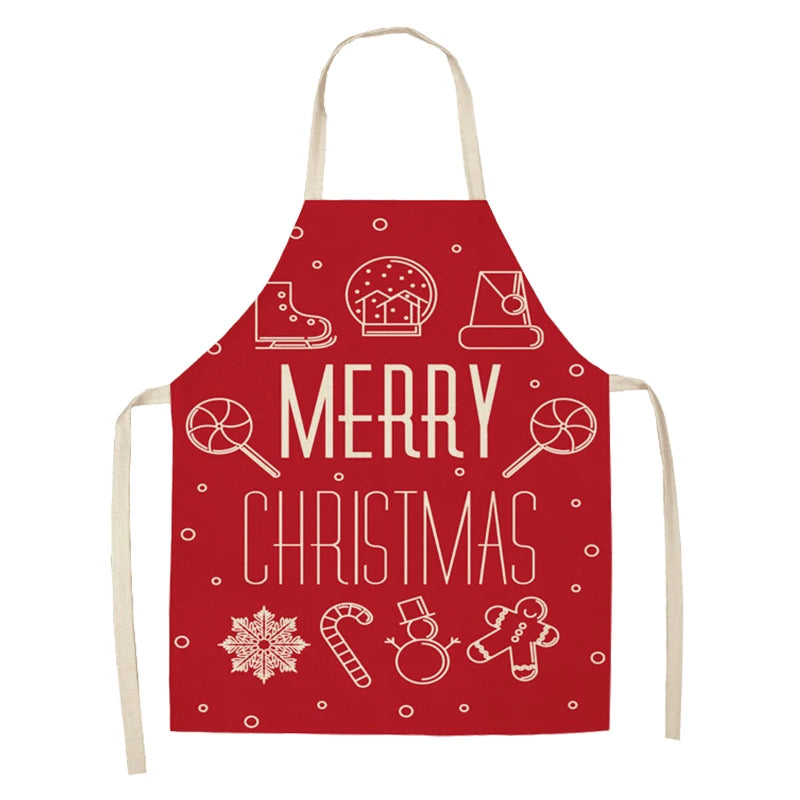 Linen Merry Christmas Apron for Home Kitchen