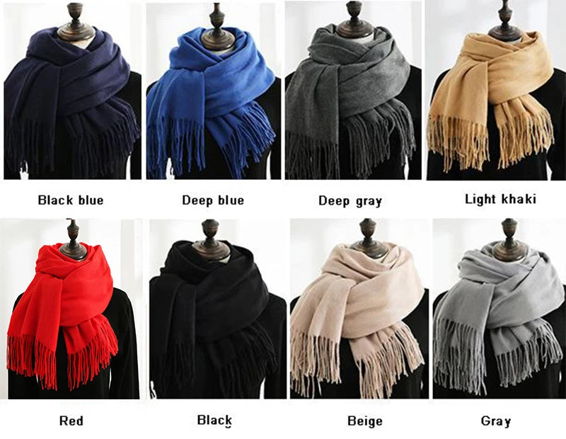 Men's Fashion Winter Scarf  With Tassel Cashmere Wrap