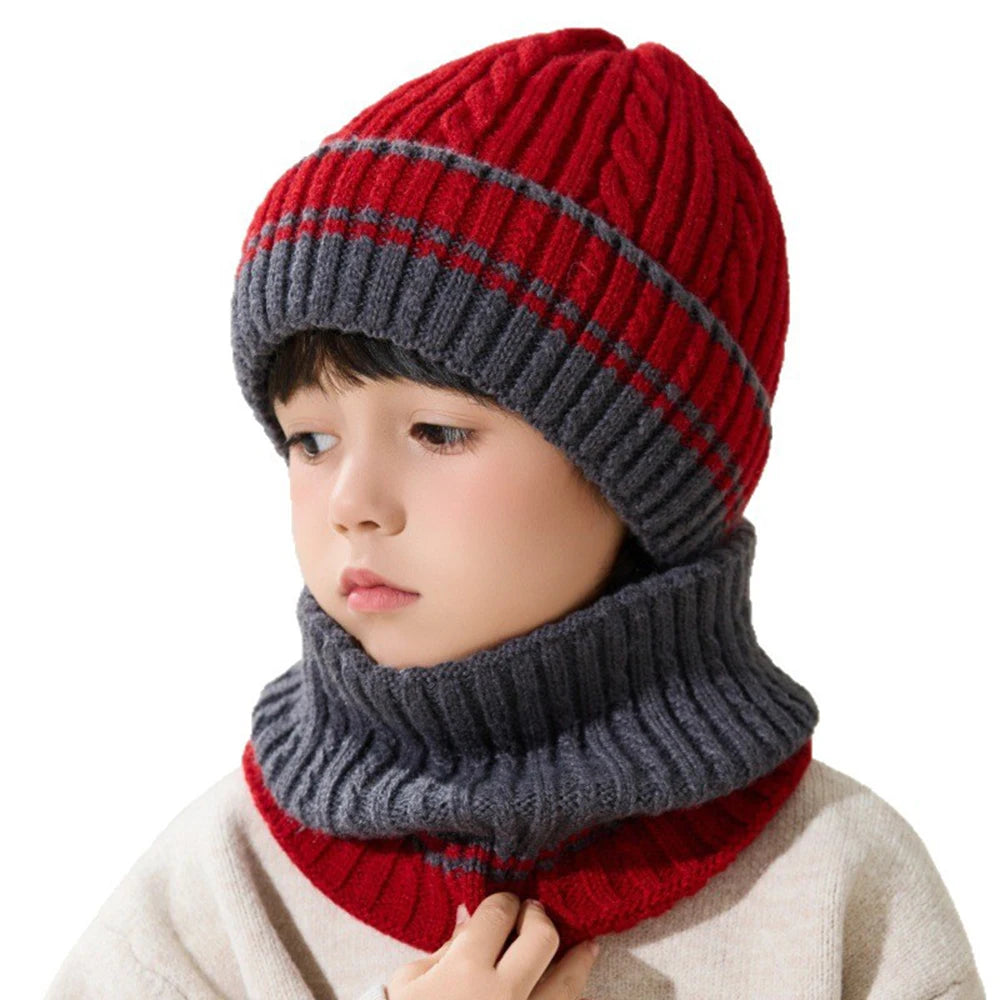 Children's Wool Knitted Hat & Scarf Set