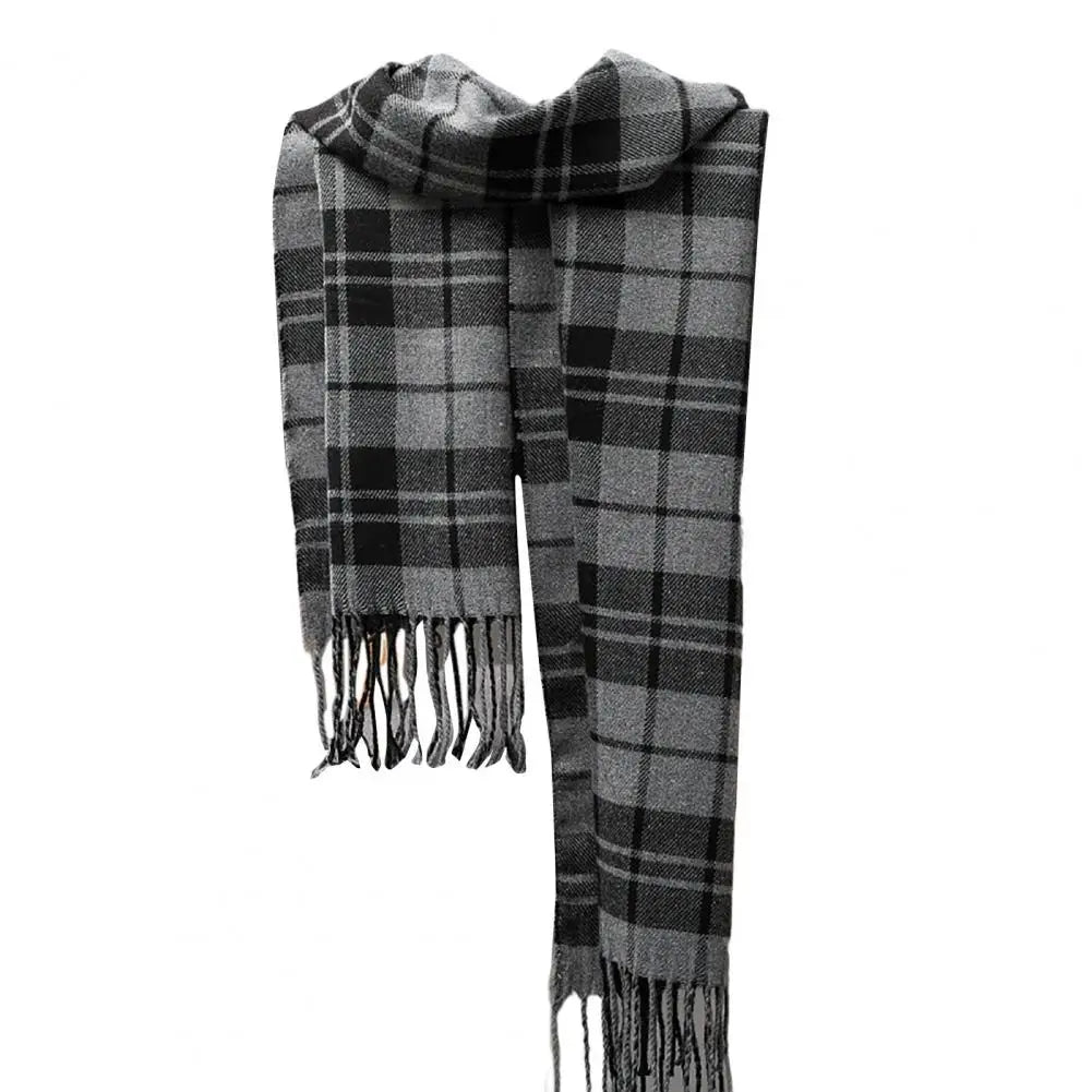 Men's Thick Warm Plaid Fringed Cashmere Winter Scarf