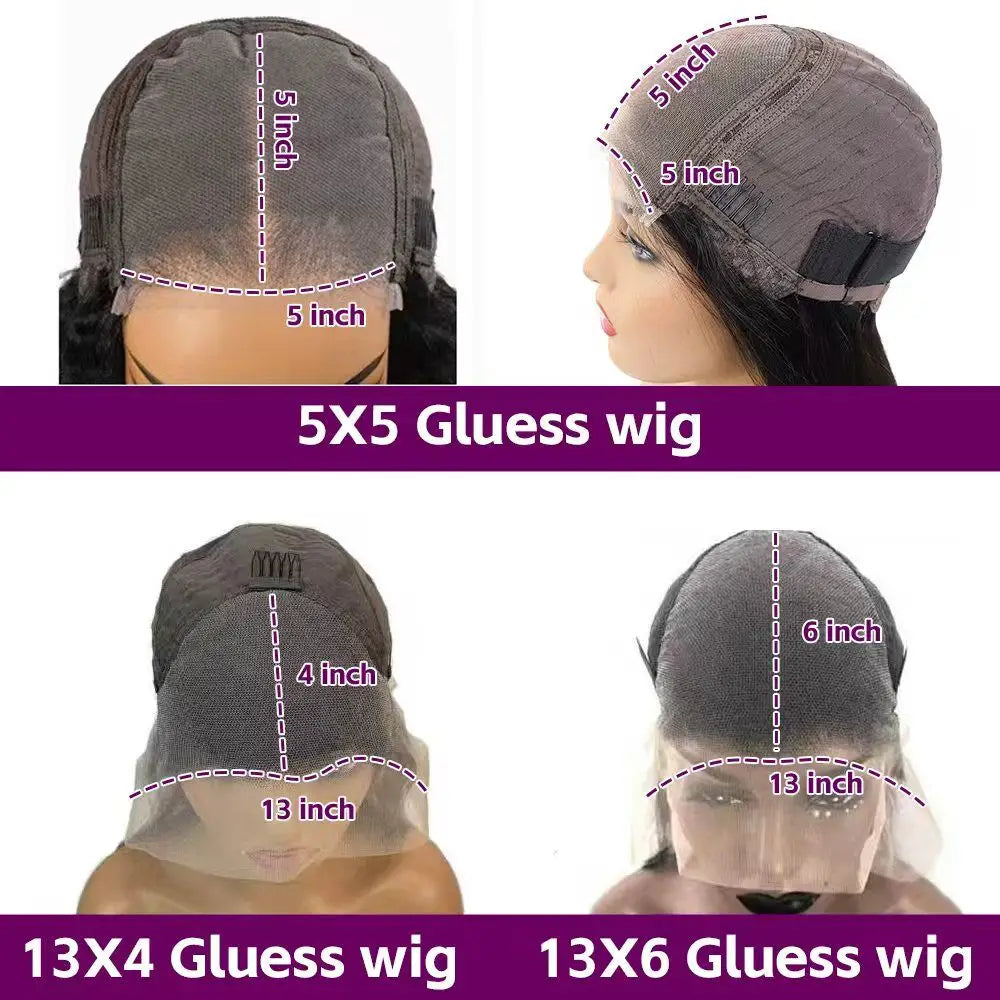Kinky Straight 200% Density 5x5 HD Lace Front Glueless Human Hair Wigs