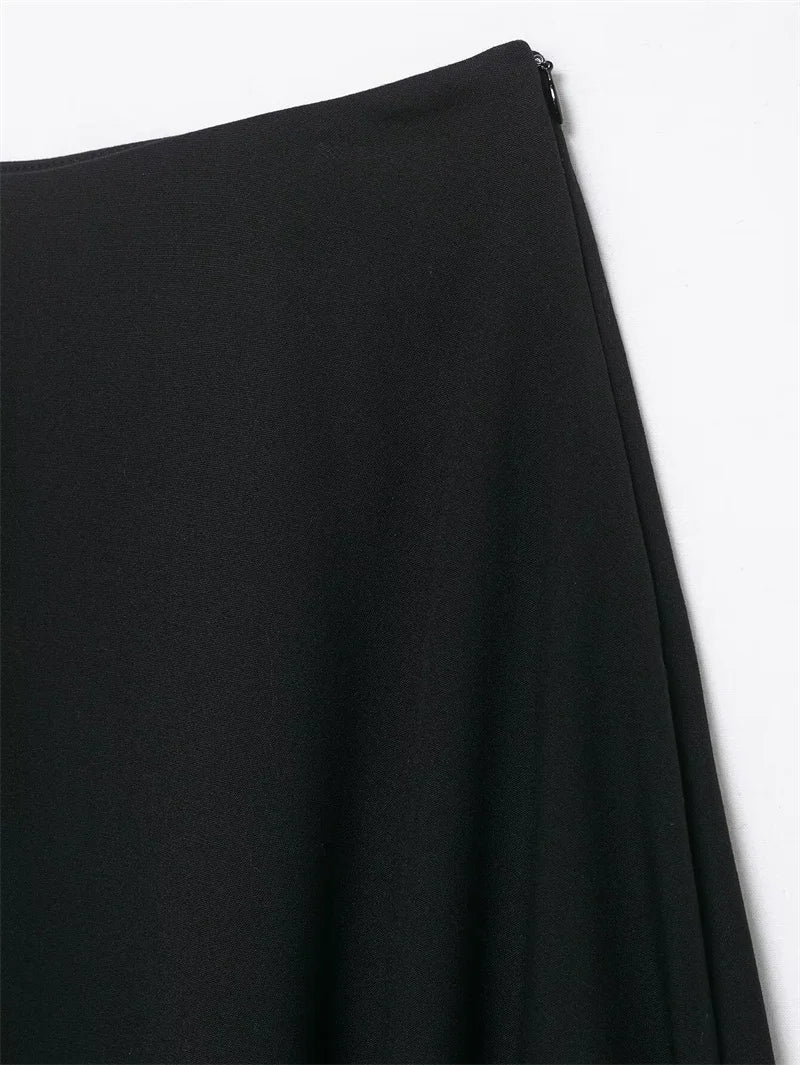 New Arrival Elegant and Fashionable Solid Color Satin Lace Trim Skirt