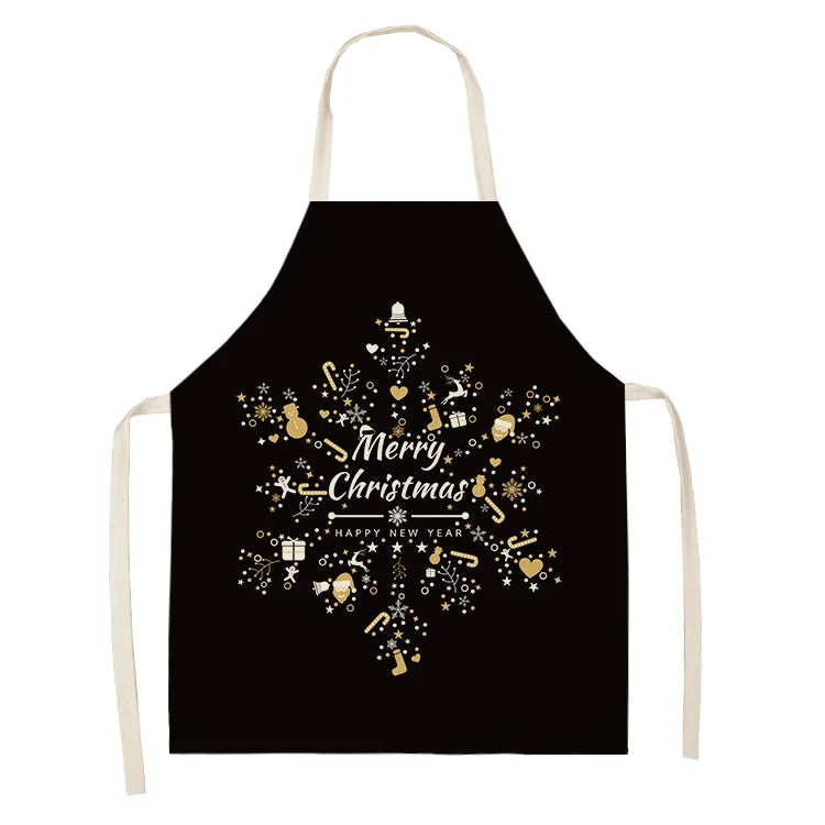 Black Gold  Elk Snowman Christmas Tree Apron