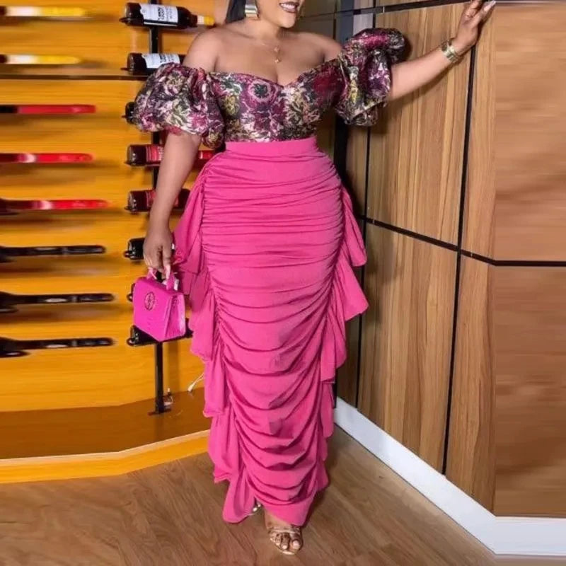 Elegant Style Pink Draped Sheath Zipper Waist Skirt