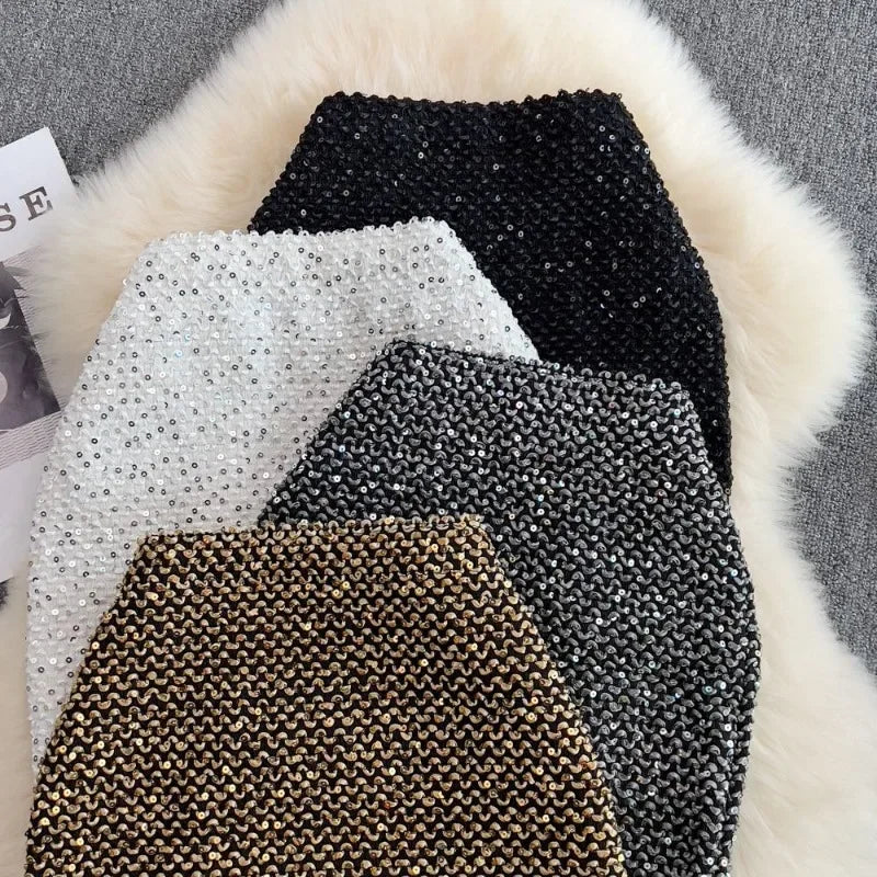 Stylish Sequin Formal Fitting Office Skirt