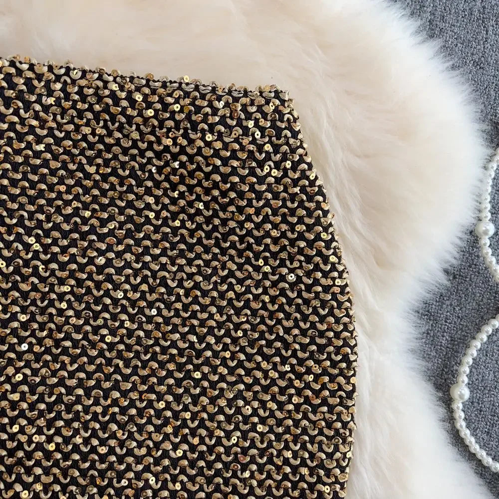 Stylish Sequin Formal Fitting Office Skirt