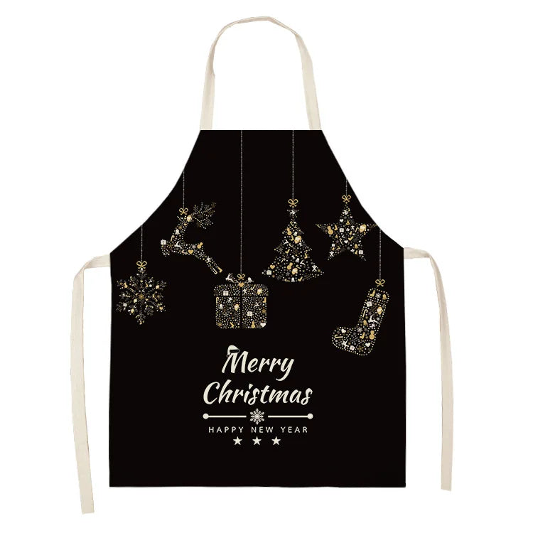 Black Gold  Elk Snowman Christmas Tree Apron