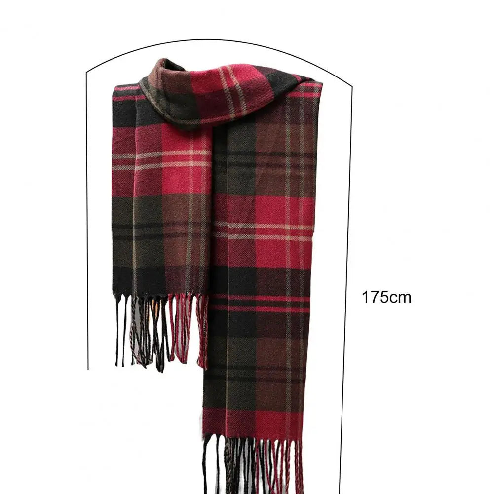 Men's Thick Warm Plaid Fringed Cashmere Winter Scarf