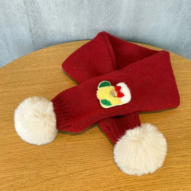 Knitted Cotton Cross Neck Christmas Scarf for Kids
