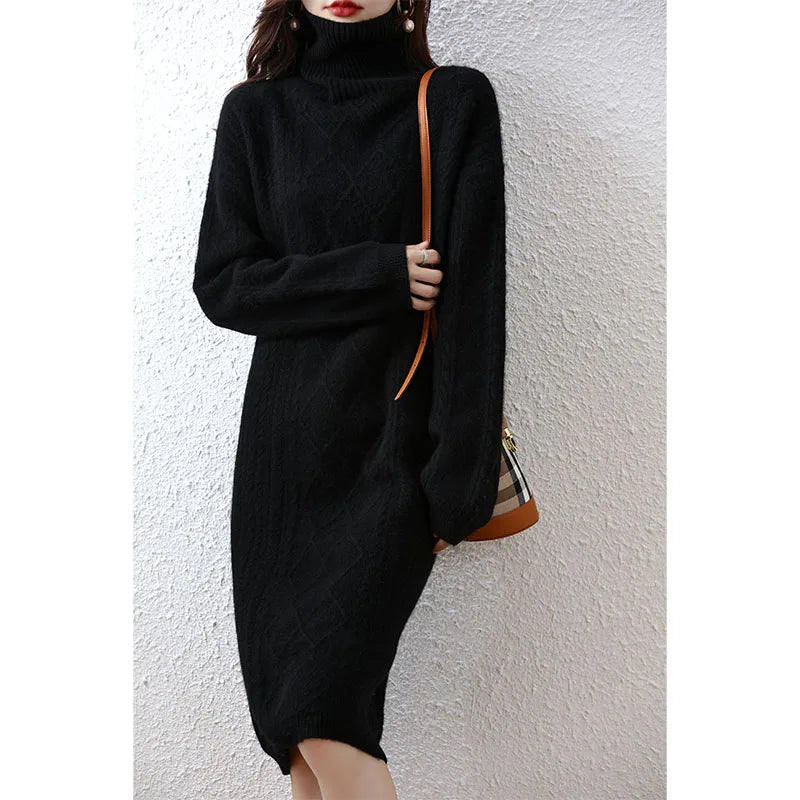Knit Cashmere Casual Turtleneck Sweater Dress
