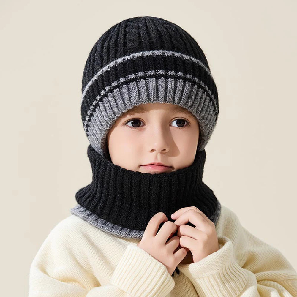 Children's Wool Knitted Hat & Scarf Set
