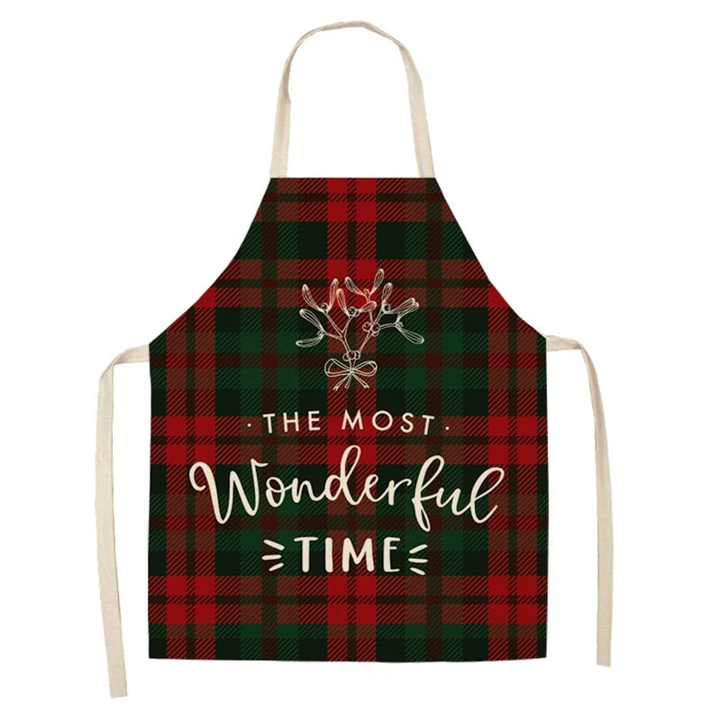 Linen Merry Christmas Apron for Home Kitchen