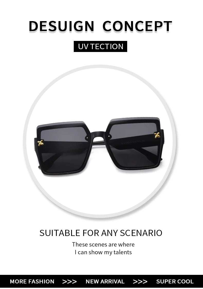 Niche Exquisite Square Sun Glasses - Protective Glasses UV400