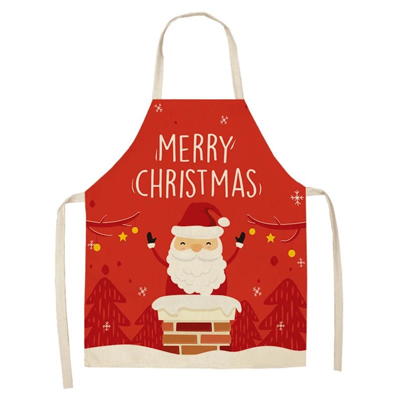 Linen Merry Christmas Apron for Home Kitchen