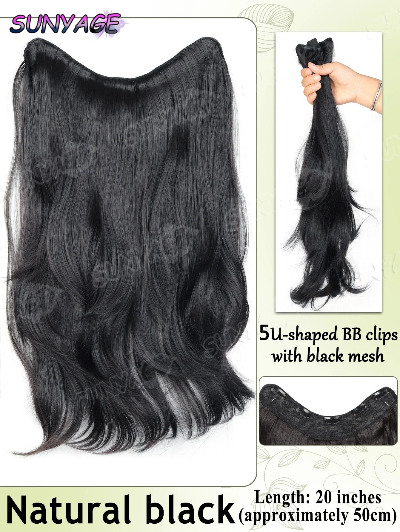 20" Synthetic Long Wavy Curly Hair Extensions