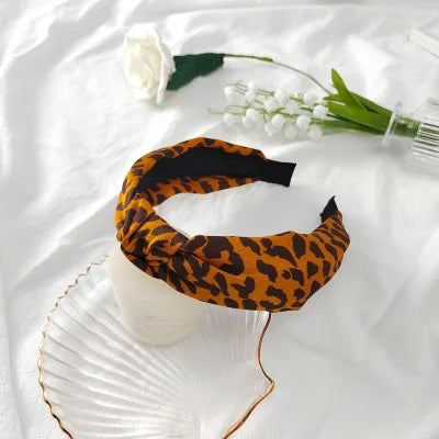Leopard Flannel Pearl Knotted Headband
