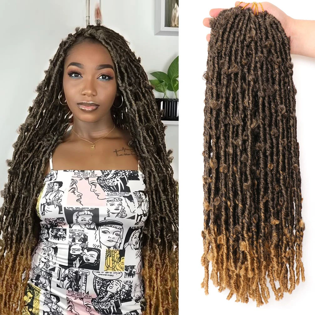 22" Synthetic Butterfly Locs Crochet Hair (Pre Looped) - Long Natural Distressed 6 packs