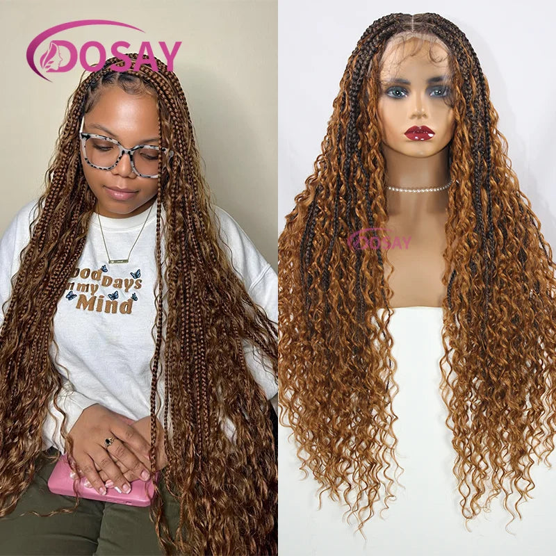 White Knotless Braided Synthetic Lace Front Wig With Baby Hair