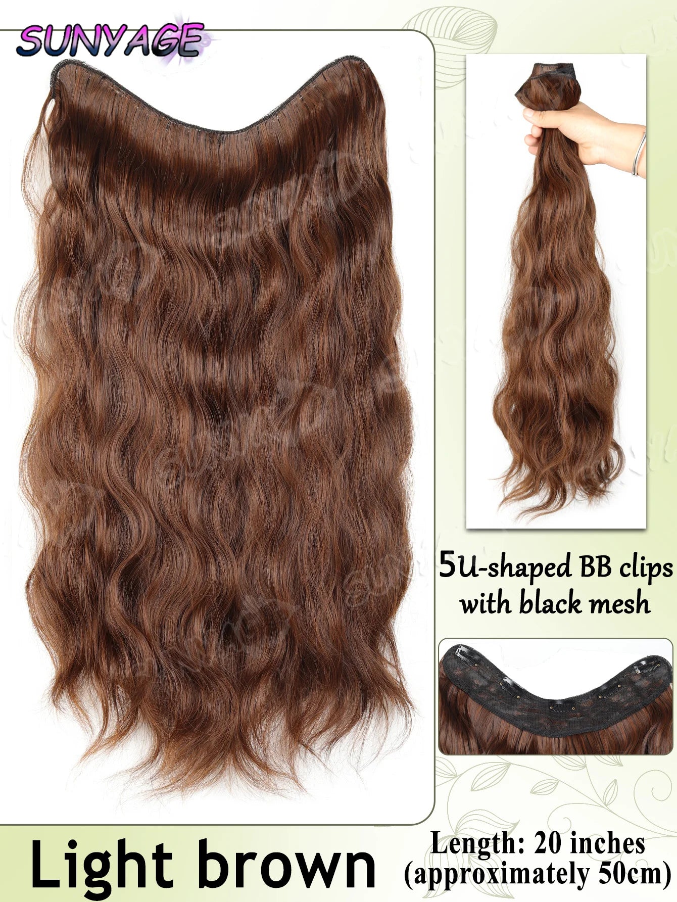 20" Synthetic Long Wavy Curly Hair Extensions