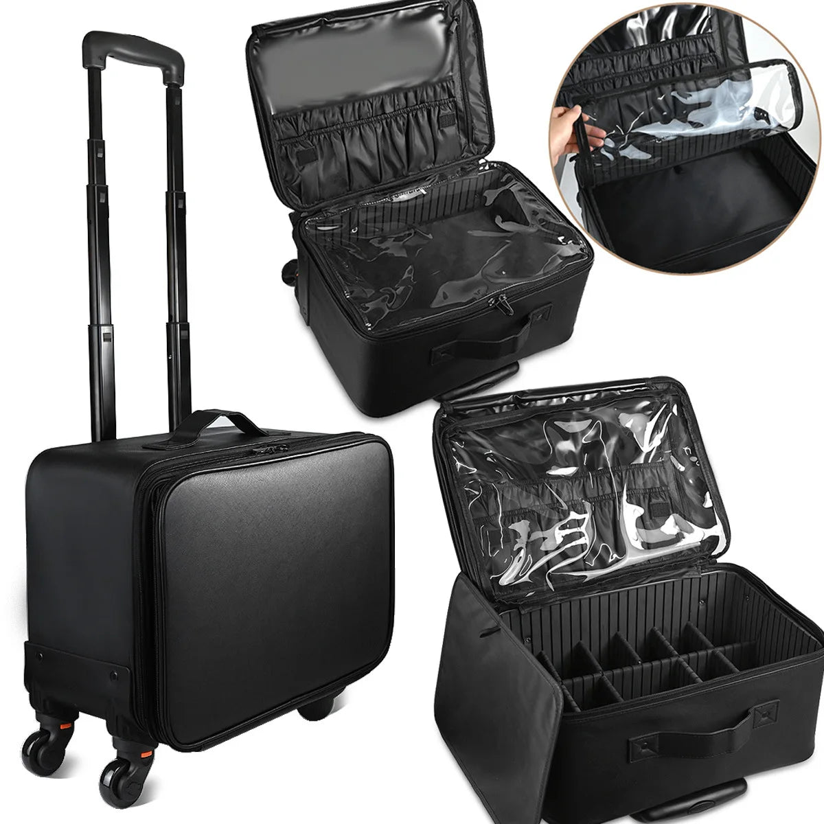 2-in-1 Cosmotology Organizer Travel Case  Train with Detachable Wheels