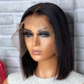 Glueless Lace Front Human Hair Wig - Short Bob Wig Remy Straight Natural