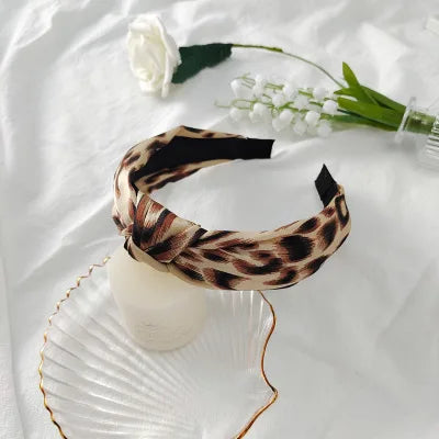 Leopard Flannel Pearl Knotted Headband
