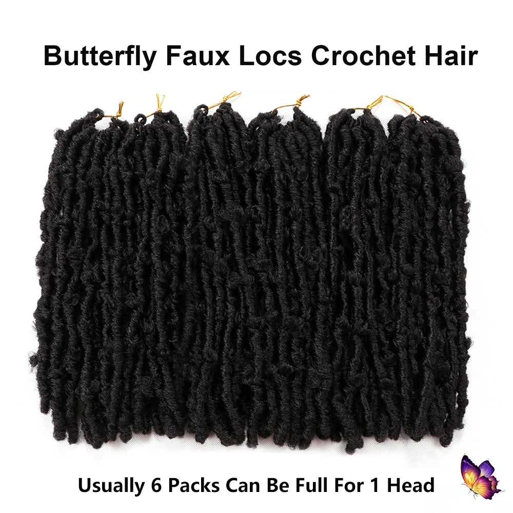 22" Synthetic Butterfly Locs Crochet Hair (Pre Looped) - Long Natural Distressed 6 packs