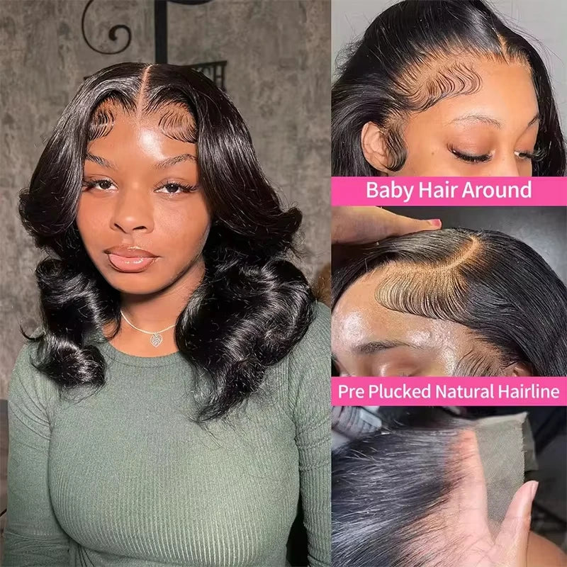 Body Wave Lace Front Human Hair Wig - Short Bob