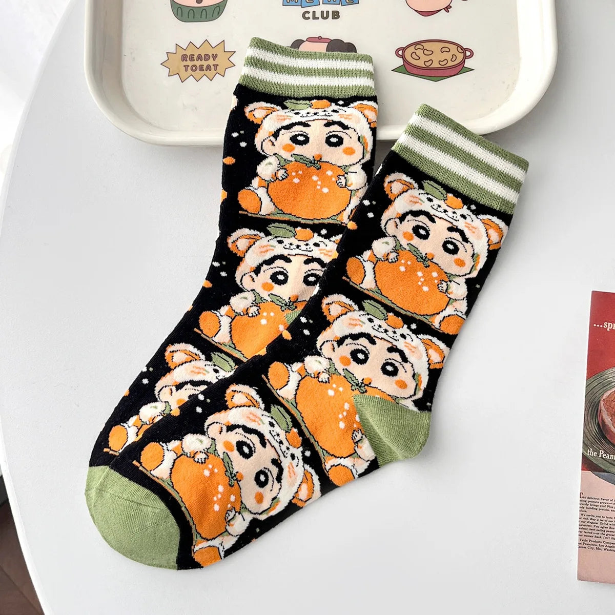 4 Pack Cotton Crayon Shin-Chan & Little Bear Socks - Mid Length Cotton Socks